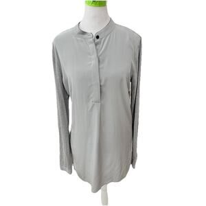 E3 by Etcetera Women Gray Long Sleeve Pullover Shirt Silk & Modal Size 2